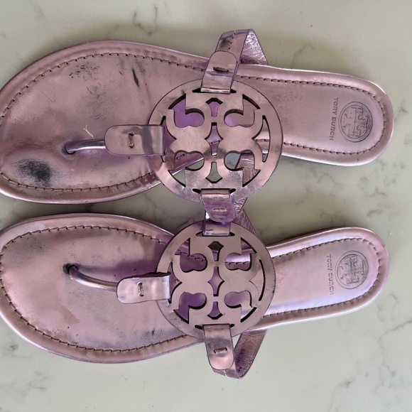 Tory Burch Miller Sandals- metallic lilac size 8 - Picture 1 of 4